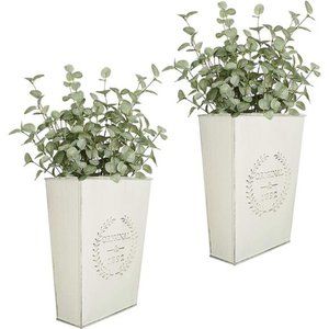 Set of 2 Farmhouse Metal Wall Planter, Rustic Wall Decor  Hanging Wall Vase